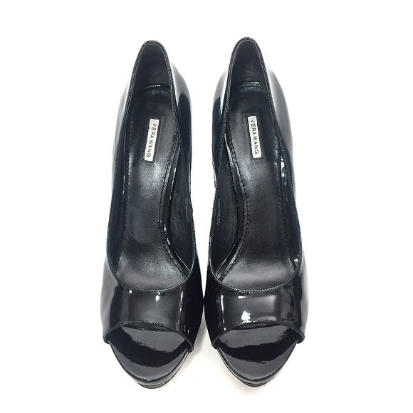 🌹VERA WANG COLLECTION Black Patent Platforms Sz 8.5 🌹 - Picture 5 of 8